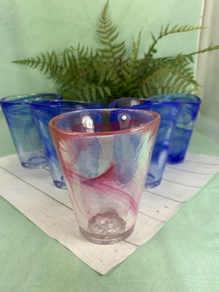 5 Vintage Kosta Boda Art Glass Mine Swirl Ulrica Hydman - Vallien Tumblers
