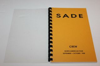 Sade - Tour Itinerary / North America Tour Sept - Oct 1988
