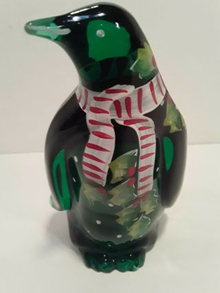 Fenton Emerald Green Glass Holiday Penguin