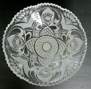 Vintage Bohemian Cut Crystal Centerpiece Bowl,  9 1/8 