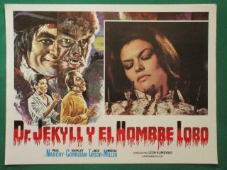 Dr,  Jekyll Vs.  The Werewolf Horror Monster Dead Woman Wolfman Mexican Lobby Card