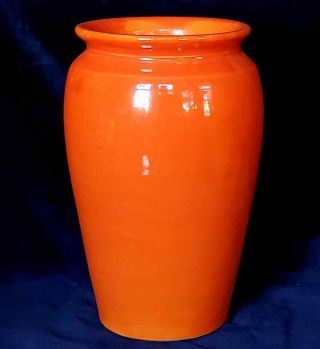 Bauer Pottery Fred Johnson Hand Thrown Oil Jar Vase Orange Glaze