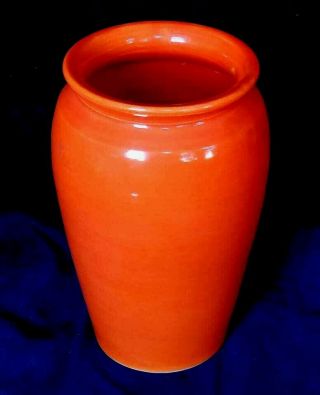 Bauer Pottery Fred Johnson Hand Thrown Oil Jar Vase Orange Glaze 2