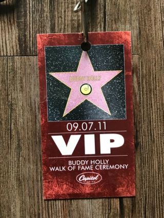 Buddy Holly Hollywood Walk Of Fame Ceremony Vip Pass Laminate Capitol Records
