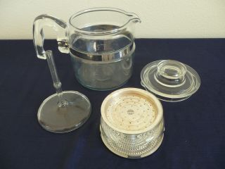 Vintage PYREX Flameware 7754 Clear Glass 4 Cup Percolator Coffee Pot Complete 3