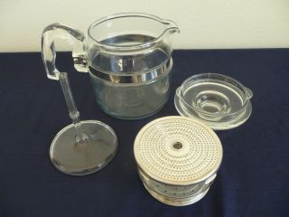 Vintage PYREX Flameware 7754 Clear Glass 4 Cup Percolator Coffee Pot Complete 4