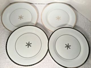 Set Of 4 Target Home First Frost Dinner Plates Silver Snowflake Onyx And Ice
