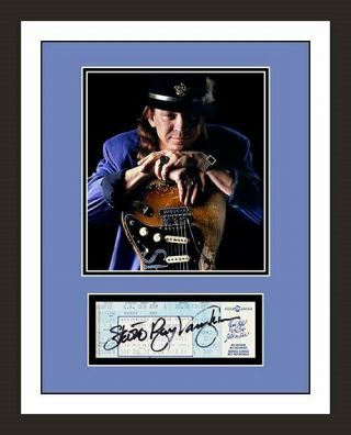 1989 Stevie Ray Vaughan Signed Ticket & Photo Display Ready To Frame