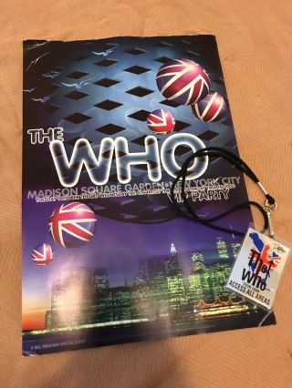 2000 Tour The Who Backstage All Access Pass Poster Rare Townshend Daltrey