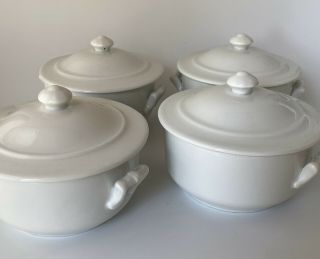 Set Of 4 - Apilco France Porcelain French Soup Bowls With Lids