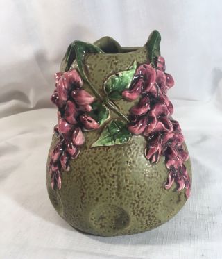 Julius Dressler Austria Vase Antique Pottery Wisteria Purple Green Secessionist