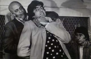 Bollywood Black & White Photograph Actor M.  B Shetty,  Amitabh Bachchan