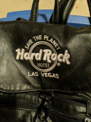 Vintage Black Leather Backpack Hard Rock Hotel Las Vegas Save The Planet