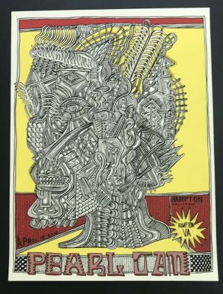 Pearl Jam Concert Poster - 4.  18.  16 Hampton,  Va