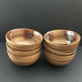 Sango Splash Pottery Drip Ware Set Of 6 Cereal Bowls 5 1/4 Inch