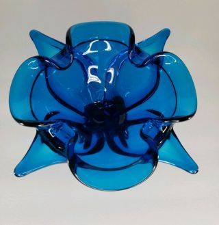 Lovely Vintage Murano Glass Blue Heavy Dish/bowl