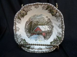 Friendly Village Johnson Bros 6 Square Soup Or Cereal Bowls Made England