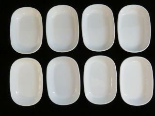 8 Corning Ware P - 140 - B Sidekick Snack Plates Dishes White Oval Pyroceram Usa