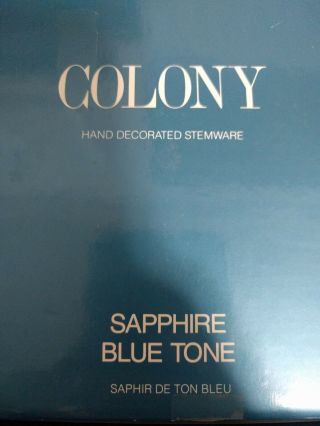 (4) Vintage Colony Iridescent Bijoux Sapphire Blue Tone Wine glasses 4