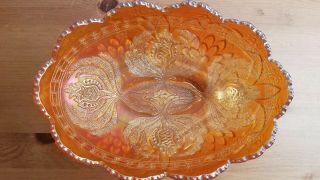 Carnival Glass Fenton Dark Marigold Thistle Banana Boat Detailed Crisp Mold