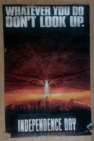 Independence Day Movie Poster 1996,  Rare Very Large Bus Shelter Size 68 " X 46 "