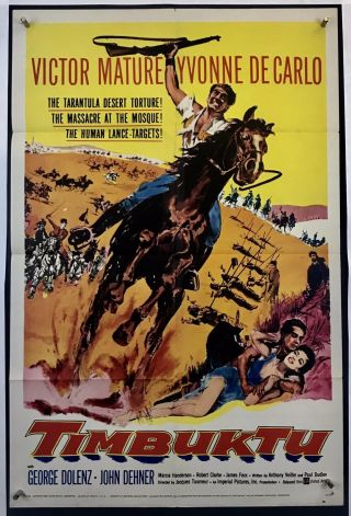 Timbuktu Movie Poster (fine -) One Sheet 1958 Victor Mature Yvonne Decarlo 3395