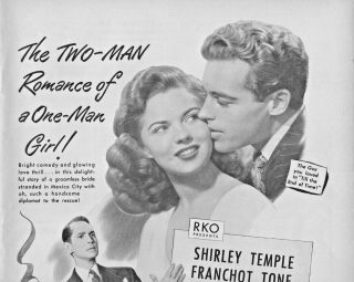 1947 Shirley Temple Vintage Print Ad Honeymoon Film Rko Radio Pictures