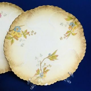 Set Of 3 Antique M Redon Limoges Hand Painted Porcelain Plates 9” 1890s,  Marked 4