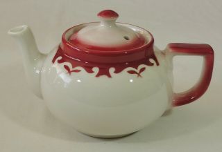 Jackson China Restaurant Ware Red Air Brushed Clifton Pattern Tea Pot