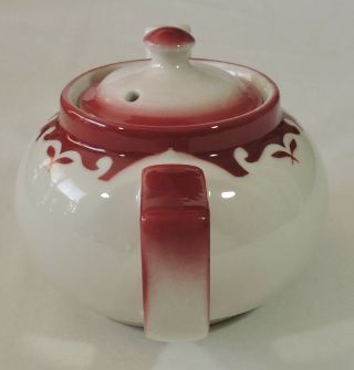 Jackson China Restaurant Ware Red Air Brushed Clifton Pattern Tea Pot 2
