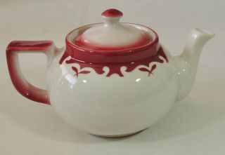 Jackson China Restaurant Ware Red Air Brushed Clifton Pattern Tea Pot 3