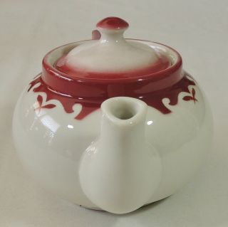 Jackson China Restaurant Ware Red Air Brushed Clifton Pattern Tea Pot 4