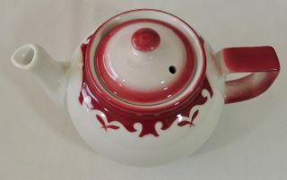 Jackson China Restaurant Ware Red Air Brushed Clifton Pattern Tea Pot 5