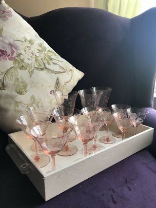Vintage Pink Etched Depression Glassware