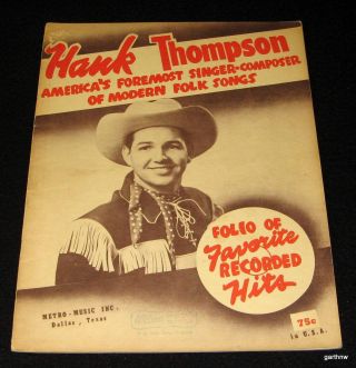 Hank Thompson 1949 Country Music Photo Album & Song Folio With Lyrics