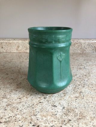 Zanesville Stoneware Pottery Matte Green Vase 2