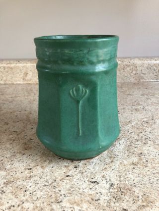 Zanesville Stoneware Pottery Matte Green Vase 3