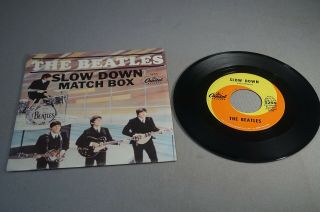 Vintage 45 Rpm Record The Beatles Slow Down Matchbox W/ Picture Sleeve