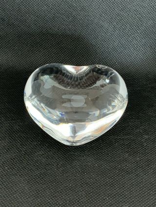 Baccarat France Crystal Clear Puffed Heart Paperweight Hand Cooler