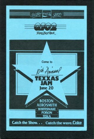 1987 Texxas Jam Concert Handbill Boston Aerosmith Whitesnake Poison Deep Purple