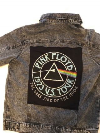 Auth Pink Floyd Brand " Off The Wall " Concert Blue Denim Jean Jacket Med Unisex