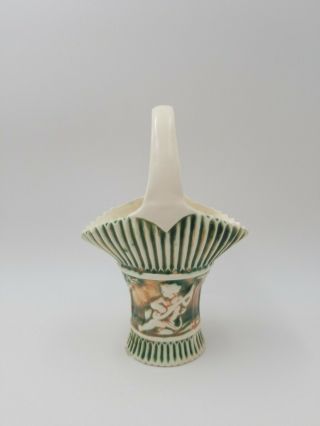 Vintage Antique Roseville Pottery Donatello Cherubs Flower Basket Vase W/ Handle