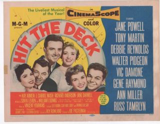 Hit The Deck (1955) Title Card Jane Powell/debbie Reynolds Mgm