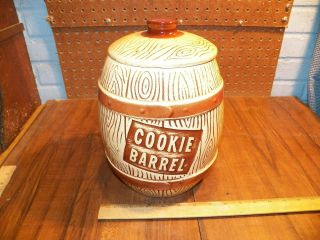 Vintage Watt Pottery Ovenware Wood Grain 617w Cookie Barrel Jar