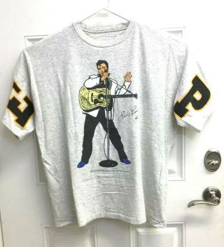 Vintage 1994 Elvis Presley Graphic Gray T Shirt Signed Mens Sz Xl Calhoun E2