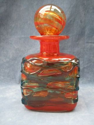 Vintage Mdina Glass Decanter Signed Circa 1990 Applied Trailing Decoration