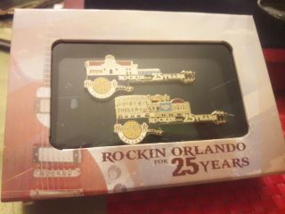 2 Staff Hard Rock Cafe 2015 Orlando 25th Anniversary Pins Boxed Set Hrc Le 625