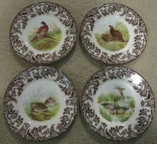 Four Different Spode Woodland Salad Plates - Nwt Made In England