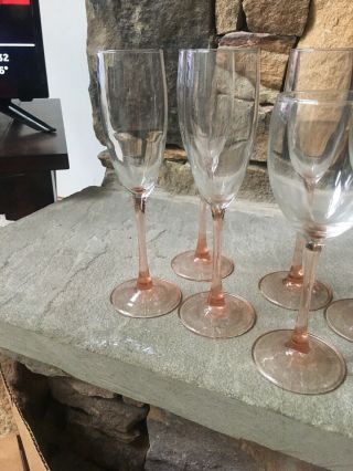 Luminarc France Set Of 8 Pink Rose,  4 Wine Glasses And 4 Champagne Flutes.  EUC 6