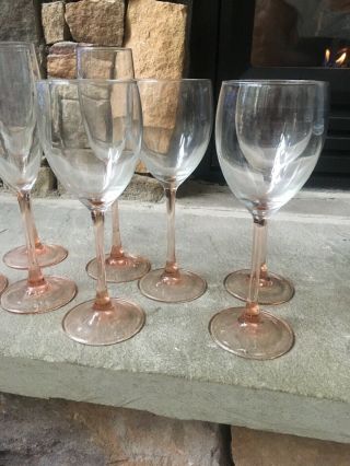 Luminarc France Set Of 8 Pink Rose,  4 Wine Glasses And 4 Champagne Flutes.  EUC 7